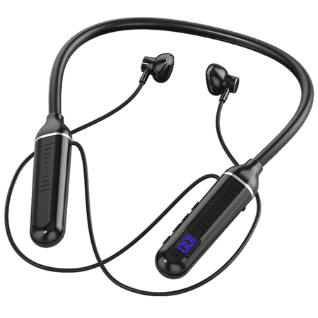OPCUS Neckband Bluetooth Headphones 5.2 Retractable Neckband Earbuds Bluetooth Earbuds Waterproof for iphone Android Black
