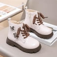 thumbnail image 7 of vokkrv Girls Ankle Boots Kids Side Zipper Round Toe PU School Shoes Hiking Cute Soft Shoes, 7 of 7