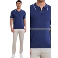thumbnail image 4 of DARING DIVA Men's Formal Short Sleeved Zipper Slim Fit Classic Polo Shirts XL Navy Blue, 4 of 5