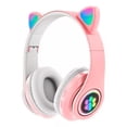 thumbnail image 1 of Auriculares Bluetooth con orejas de gato rosas y luces LED de 20 m de alcance, 1 of 1