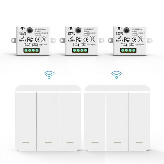 3PCS Wireless Light Wall Switch  433Mhz Relay Receiver with 2x 3Gang Panel Switch LED Remote Control for LED Lamp