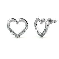 Cate & Chloe Chelsea 18k White Gold Plated Silver Heart Earrings with Swarovski Crystals for Women
