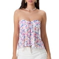 thumbnail image 1 of Gupgi Women Flower Tube Top Strapless Tie Front Smocked Bandeau Tops Off Shoulder Ruffle Vest, 1 of 8