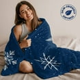 thumbnail image 2 of White Christmas Snowflakes Throw Blankets, Winter Holidays Navy Blue Soft Fleece Blanket Decorative for Home Sofa Couch Chair Living Bedroom, 50x60 inches,, 2 of 8