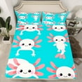 thumbnail image 2 of Castle Fairy Cartoon Axolotl 4-Piece Full Size Sheets for Children,Sea Salamander Bed Sheets,Kawaii Animal Lightweight Sheet Sets,Microfiber Bedroom Decor, 2 of 7