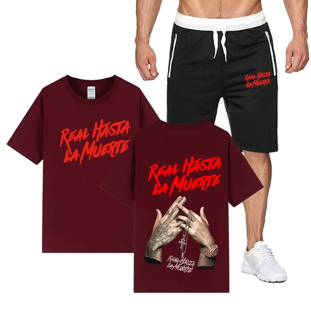 Anuel AA-Conjunto de 2 piezas para hombre, chándal Real Hasta La Muerte, ropa deportiva para Fitness y pantalones cortos de playa, camisetas informales
