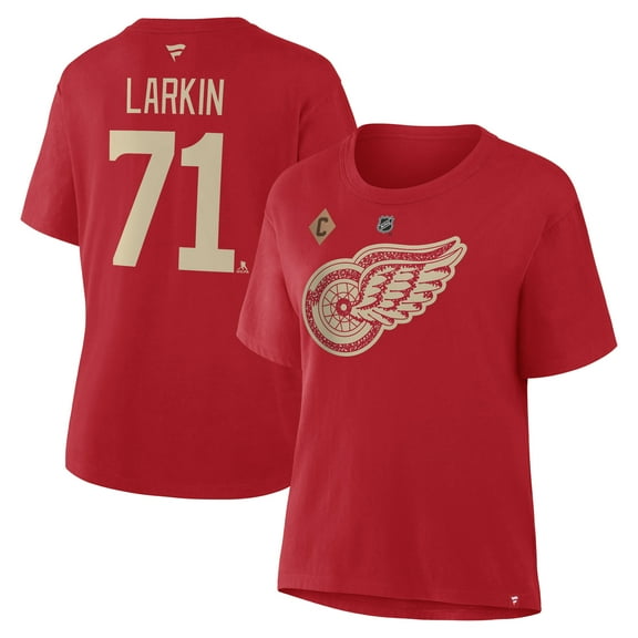 Women's Fanatics Dylan Larkin Red Detroit Red Wings Authentic Stack Name & Number T-Shirt