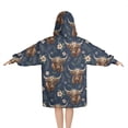thumbnail image 2 of Blue Highland Cow Flower Pattern Blanket Hoodies for Kids 6-13YR Oversize Wearable Blanket Hoodies for Boys Girls Teens, 2 of 7