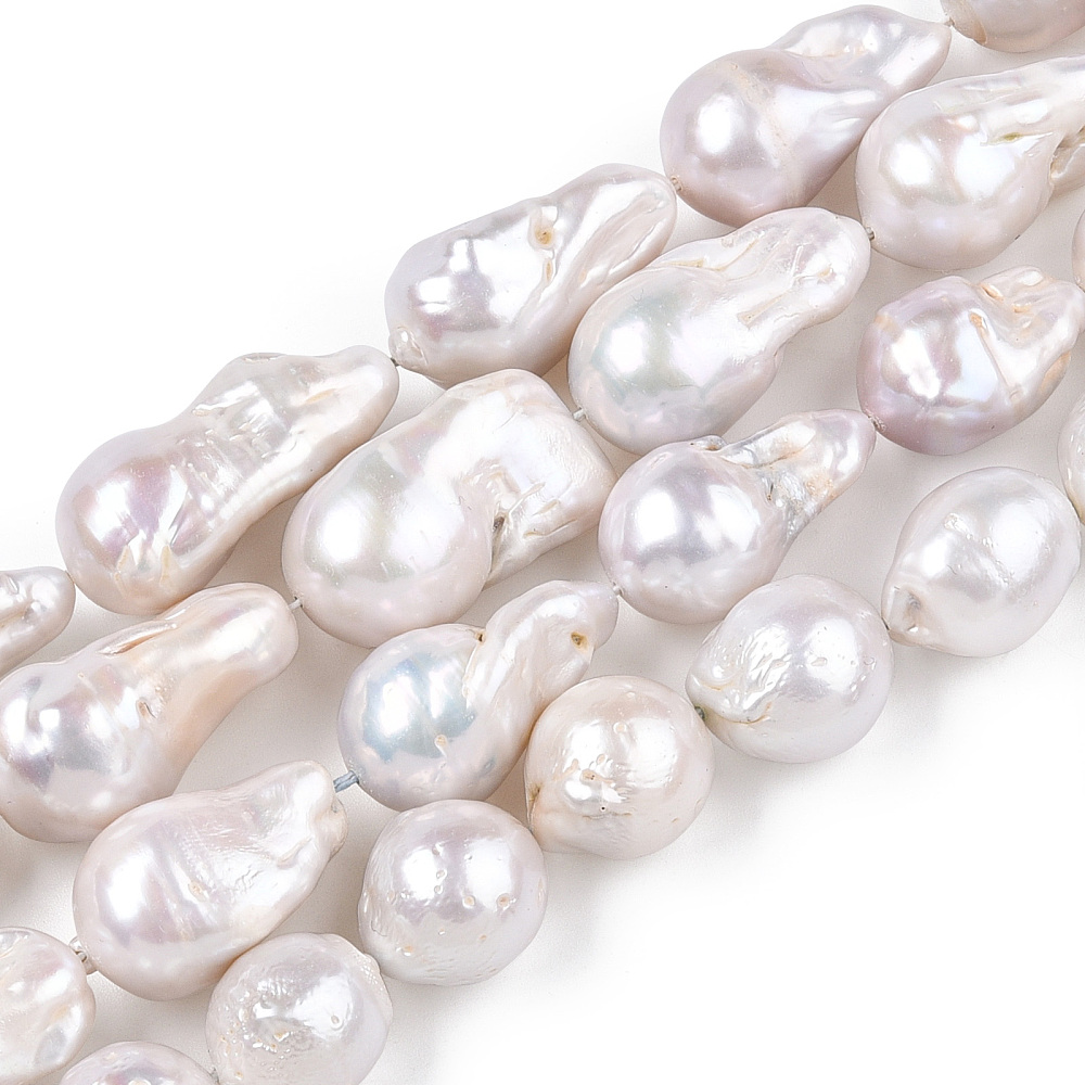 1Strand Natural Baroque Pearl Keshi Pearl Beads Strands Cultured Freshwater Pearl Seashell Color 13~35x12~16.5x12~16mm Hole: 0.7mm about 15~26pcs/strand 15.75 inch~16.54 inch(40cm~42cm)