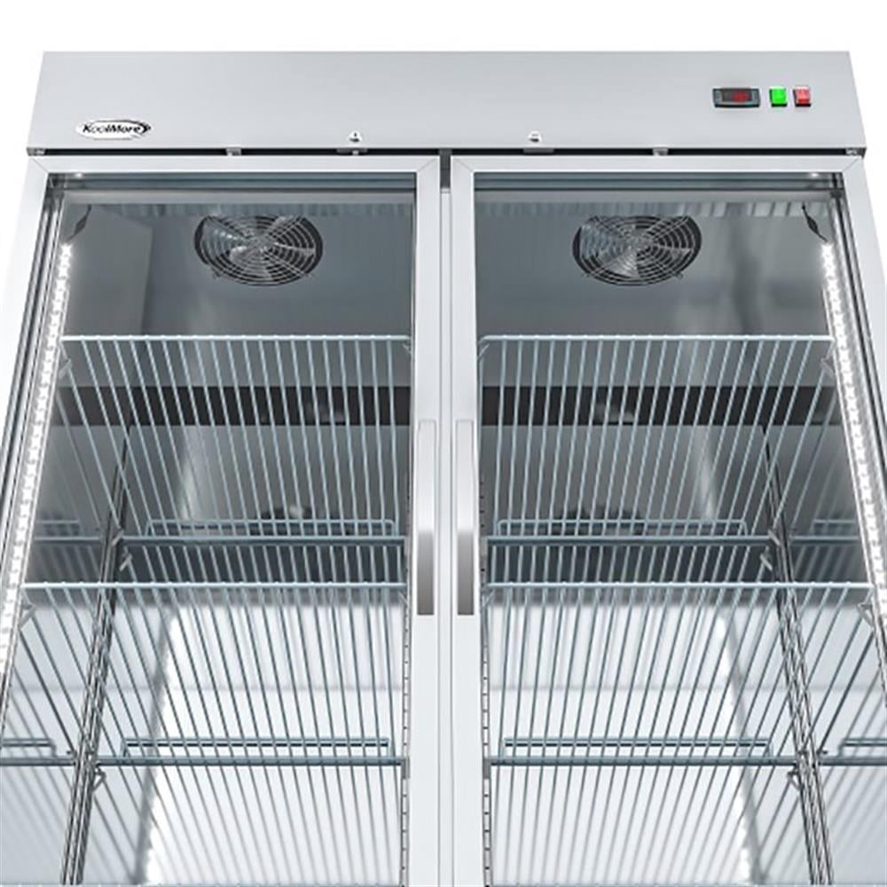 Pemberly Row Steel Freezer w/ Reach-In Self-Close Glass Doors in Silver