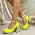 thumbnail image 2 of SACFOF Women’s High Chunky Platform Closed Toe Block Heels Square Toe Ankle Strap Dress Wedding Party Pumps Shoes, 2 of 6