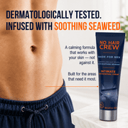No Hair Crew Intimate/Private At Home Hair Removal Cream for Men - Painless, Flawless, Soothing Depilatory for Unwanted Coarse Male Body Hair, 100ml