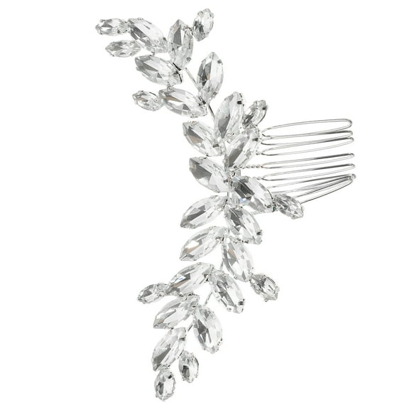 OULII Silver Bridal Hair Clip with Rhinestone Decoration for Elegant Hair Styling