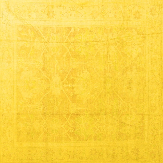 Ahgly Company Indoor Square Abstract Yellow Modern Area Rugs, 6' Square