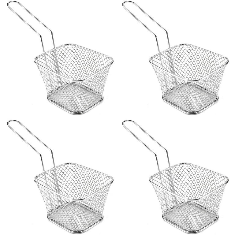 2pcs Basket Pot Fryer Fry Deep Frying Stainless Steel Fish Strainer Chips  Mesh Pasta Pan Wire Kitchen Deep Frying Pot With Strainer Basket Tong  Outdoor Frying Pot Stainless Steel Deep Frying Pot