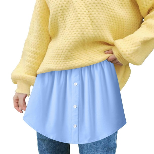 Gibobby mini faldas de mujer Sudadera versátil con dobladillo tipo camisa para mujer combinada con una falda interior de línea A para cubrir el trasero(Aqua, XXL)
