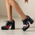 thumbnail image 6 of Women's Floral Print Platform Heels, Square Toe Chunky High Heel Dress Shoes, Lace-Up Comfortable Fashion Shoes for Daily Wear, 6 of 8