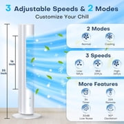 35 Evaporative Cooler, Swamp Cooler w/4 Ice Packs, 3 Speeds, 25ft Remote & 7H Timer, 90°Oscillating, Windowless Portable Air Conditioner for Bedroom Indoor