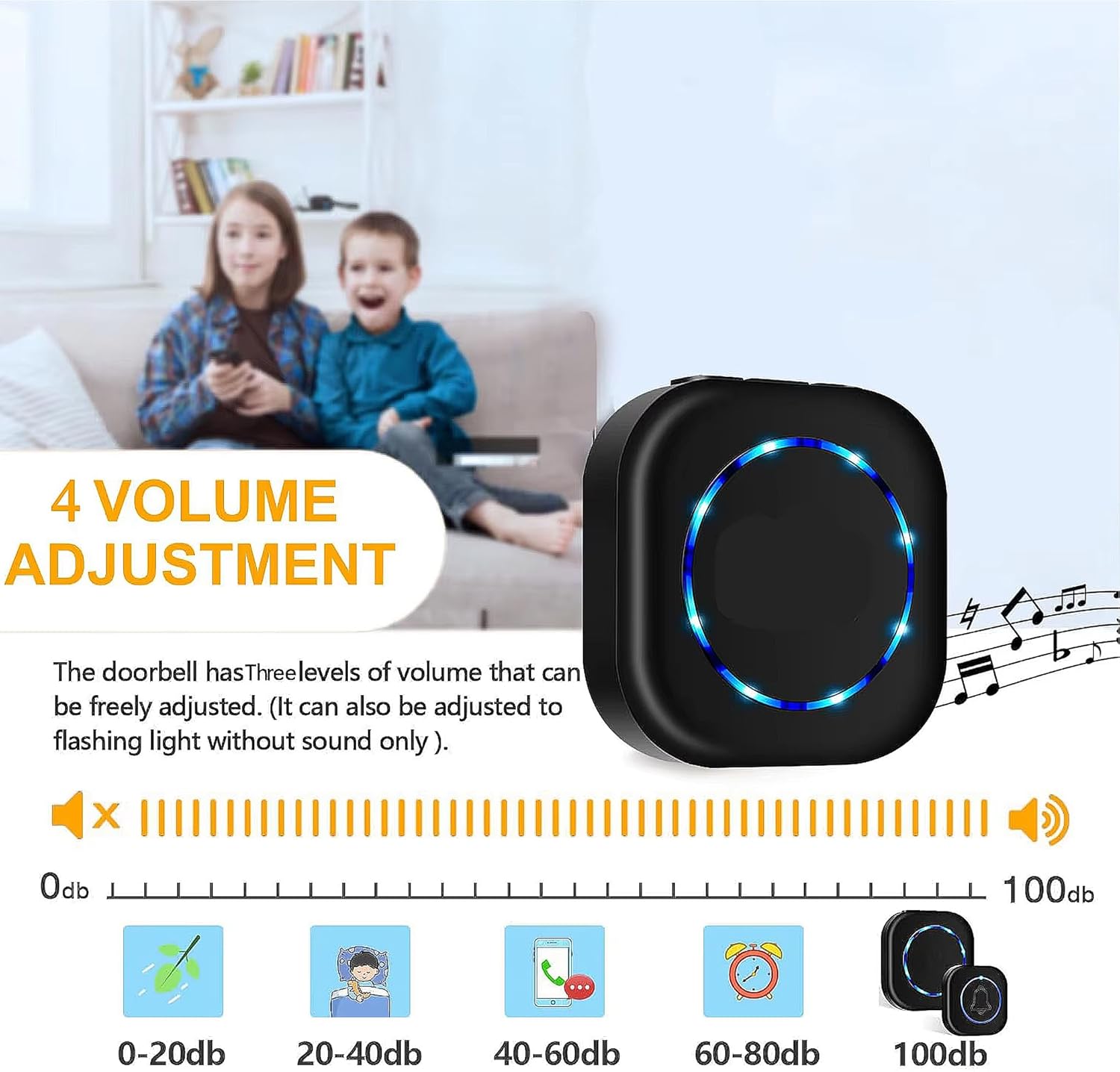 SONGAUN Wireless Plug-in Doorbell with 1 Receiver & 2 Waterproof Transmitter Door Bells – 110dB Sound, 36 Melodies, Easy Installation, Cordless Home Security System, Ideal for Front Doors & Entryways