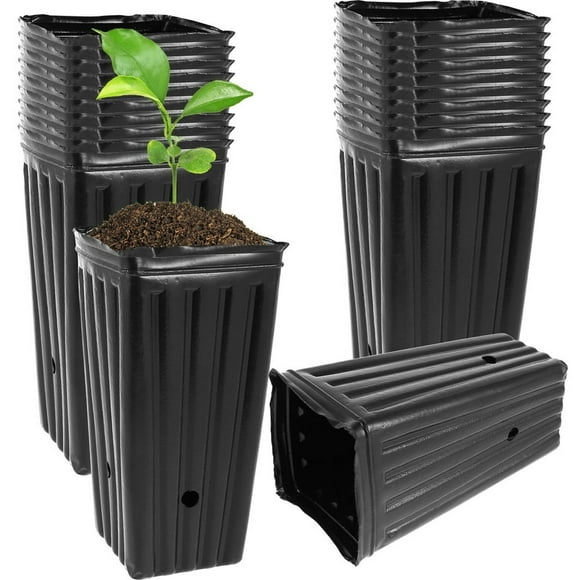 20Pcs Tall Tree Pot Plastic Deep Nursery Treepot 7.8inch Tall Seedling Flower Plant Container with Drainage Holes Reusable Succulent Planter Flower Pot Container for Indoor Outdoor