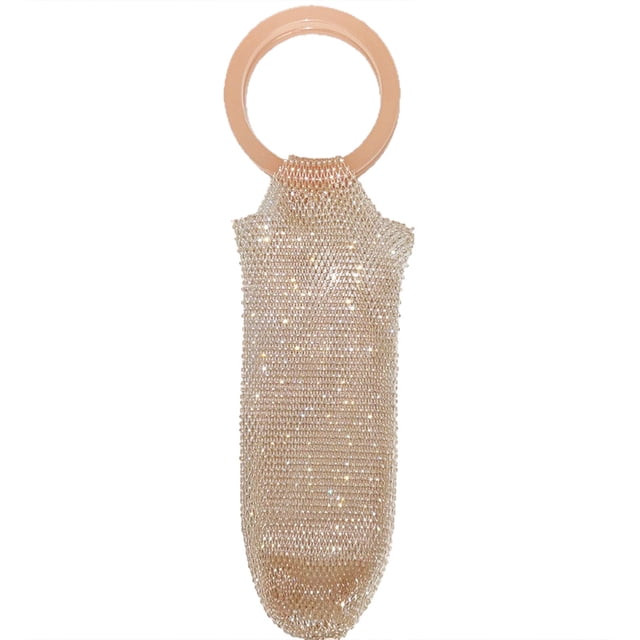 Pinkish Orange Diamond Patterned Woven Nylon Wine Bag Portable Handbag Gift Bag For Party Favors