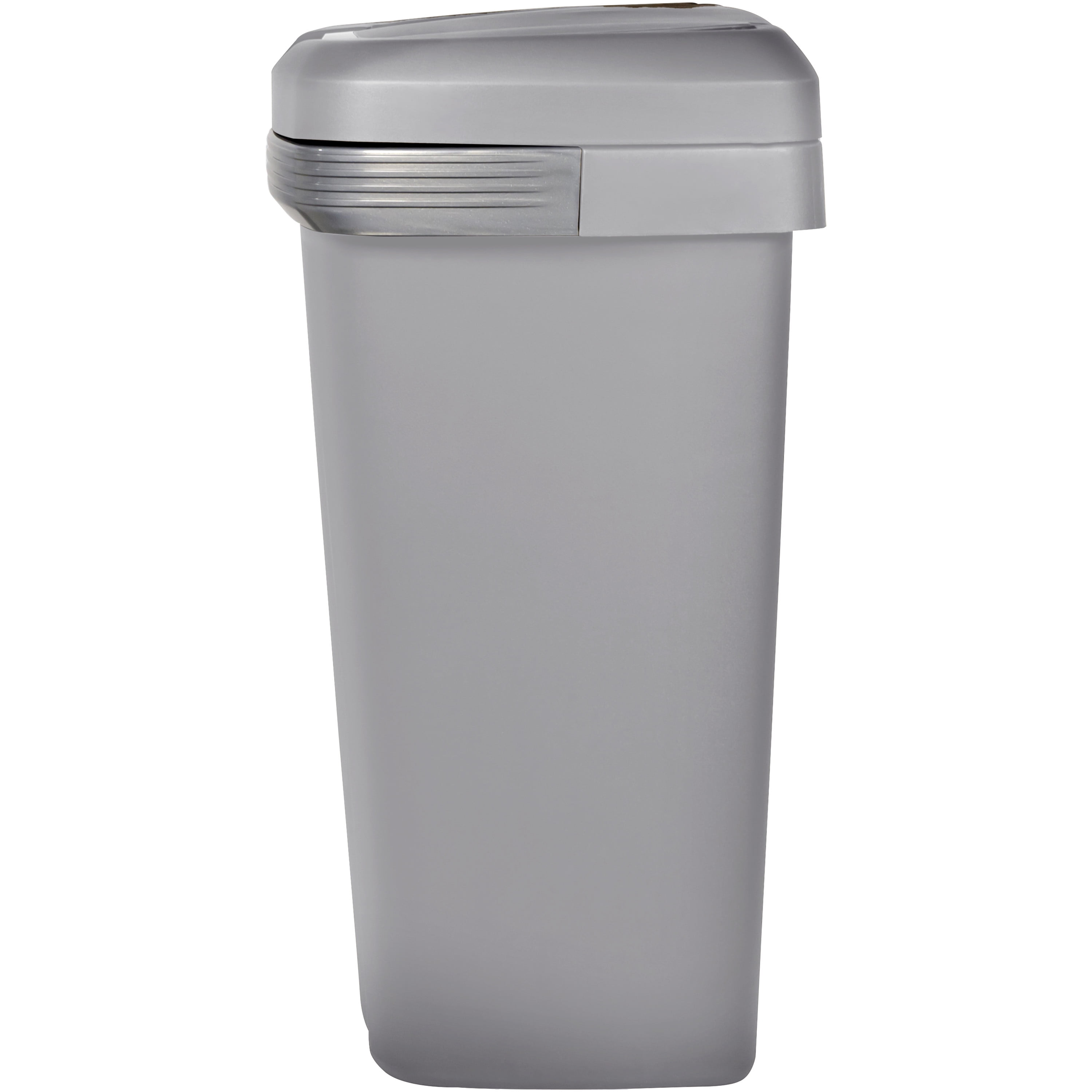Hefty Kitchen Trash Can, 12.1 Gallon Plastic Touch Top Garbage Bin with Push Button Lid, Gray