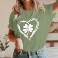 thumbnail image 4 of Cavosen St Patricks Day Ladies Blouses Short Sleeves Dressy Green Shamrock Heart Print Tops Round Neck Irish Holiday Shirts Festival T-Shirts Loose Summer Tees Plus Size 3XL, 4 of 5
