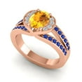 thumbnail image 2 of Diamond-Capitals 2.35 Carat Oval Cut Citrine & Blue Sapphire Gemstone Beautiful Wedding Ring for Ladies in Solid 18K Rose Gold Size 7, 2 of 8