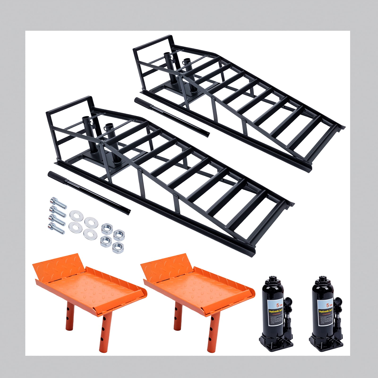 2PCS 5T 11000lbs Hydraulic Car Ramps, Heavy Duty Hydraulic Vehicle Ramps Lift Ramp, Portable Car Ramps for Oil Changes, Car Lifts for Home Garage, Vehicle Auto Garage Repair