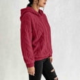 thumbnail image 3 of XUNKUSGA Womens Fuzzy Hoodies Classic Solid Color Textured Jacquard Fleece Pullover Top with Drawstring Hood Comfy Cozy Oversized Winter Warm Coat L, 3 of 8