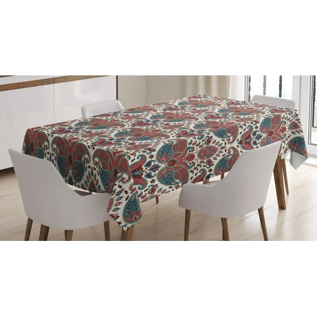 

Paisley Tablecloth Oriental Damask Ethnic Design Persian Effects Feminine Aged Pattern Rectangular Table Cover for Dining Room Kitchen 60 X 90 Inches Mauve Dried Rose and Teal by Ambesonne