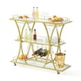 thumbnail image 6 of KFFKFF with Wine Rack Glass Holder 180 lbs 3 Tiers Gold Metal Bar Serving Cart, 6 of 8
