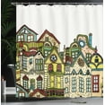 thumbnail image 4 of Ambesonne Cartoon Shower Curtain, Old Town View Art, 69"Wx84"L, Green Beige, 4 of 5