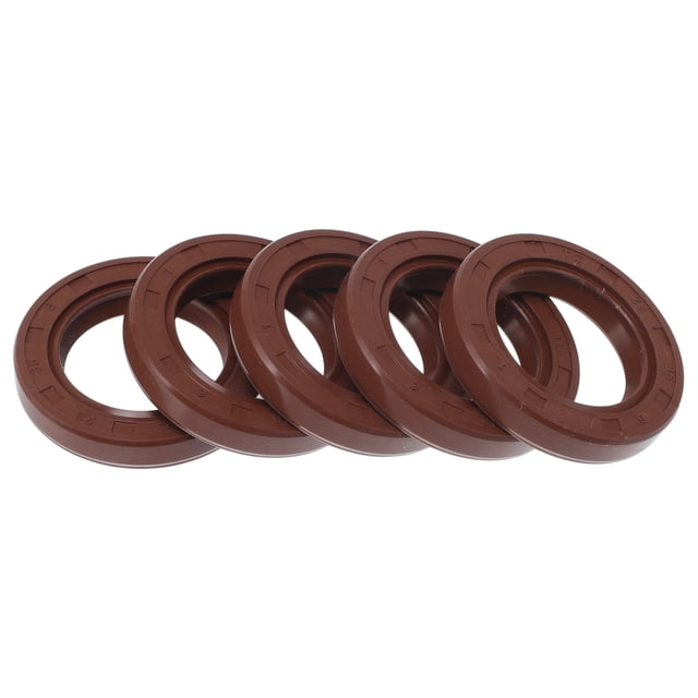 Unique Bargains Sello de Aceite Universal TC Doble Labio con Resorte de Acero Anillo de Sello de Eje Rotativo 23x35x6mm Alta Presión Caucho FKM Marrón 5 Pcs