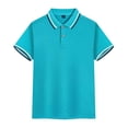 thumbnail image 5 of Unisex Solid Color Short Sleeve Polo Shirt with Contrast Trim, Comfortable Shirt for Boys & Girls, School & Daily Activities, 3-12 Years Blue 9-10 Years, 5 of 6