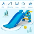 thumbnail image 3 of Tobbi 3 in 1 Toddler Slide Plastic Kids Slide with Climb Stair, Basketball Hoop, Ball, Indoor Outdoor Games Fun Activity Playground Toy for Boys Girls, Blue Dolphin, 3 of 11