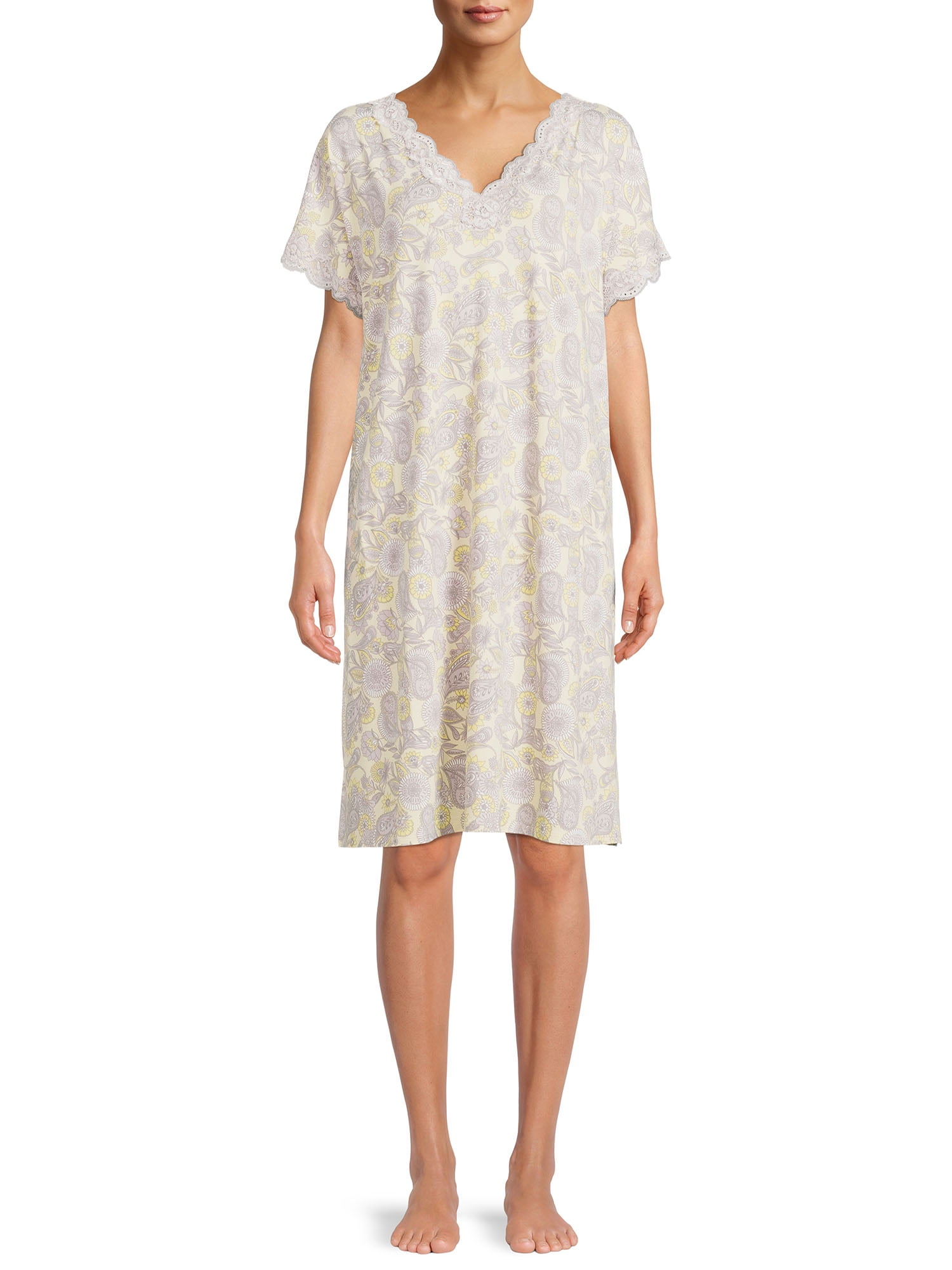 Secret Treasures Women's and Women's Plus Size Knit VNeck Nightgown with Short Sleeves