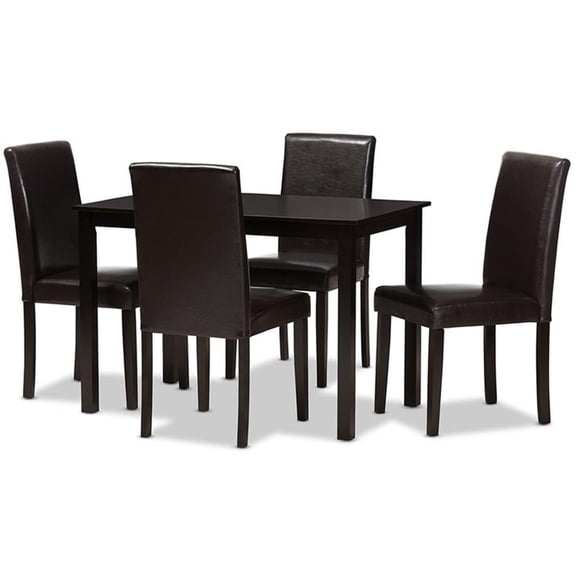 Bowery Hill Contemporary 5 Piece Dining Set in Dark Brown
