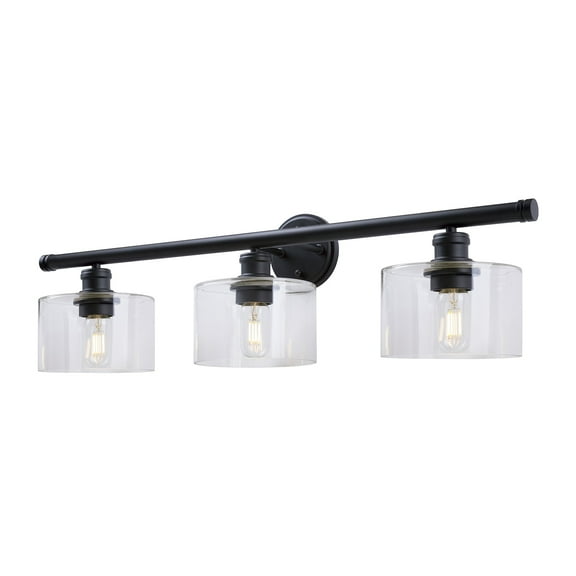 Zane 3-Light Black Bath Light with Clear Glass
