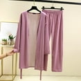 thumbnail image 1 of Puntoco Conjunto de pijama cómodo para mujer, moda femenina, color sólido, cuello redondo, ropa informal cálida para el hogar, 1 of 5