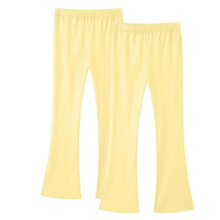 Lovzfmll 2-Pack Girls Flare Yoga Pants Solid Color Elastic Waist Bootcut Leggings Casual Lounge & Workout Wear for Kids 11-12 Years