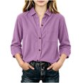 thumbnail image 6 of Smupbvky Corduroy Tops for Girl Collared Button up Shirts with Front Pocket Fall Long Sleeve Dressy Casual Blouses (14-15 Years, Purple), 6 of 9