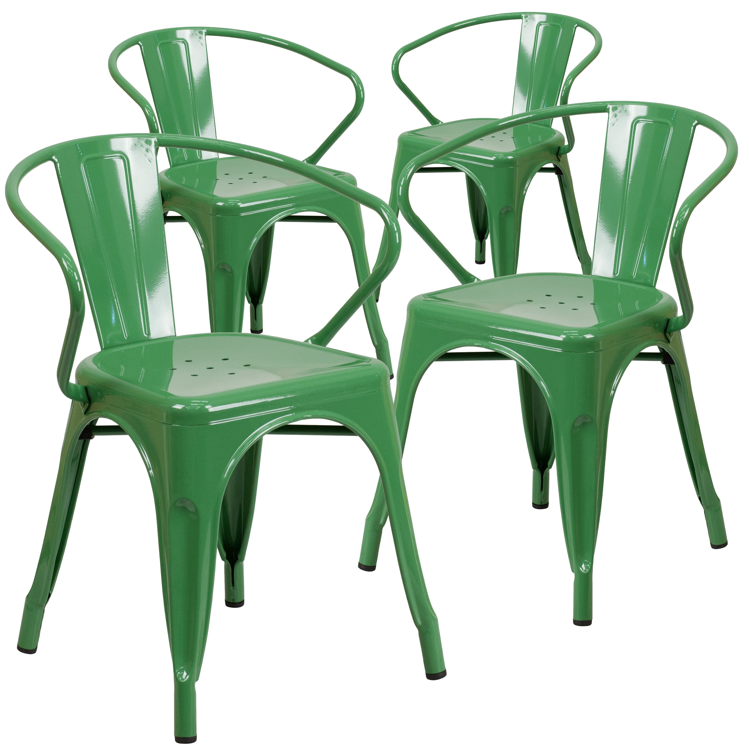 Flash Furniture 4Pack Metal IndoorOutdoor Chair with Arms, Multiple