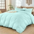 thumbnail image 2 of 800 Thread Count 3-PCs Duvet Set Soft & Cozy 100% Egyptian Cotton | Zipper Closure & Corner Ties | ( 1 Duvet Cover & 2 Pillow Shams ) ( Eastern King,{118"x108"} Solid Aqua Blue ), 2 of 5