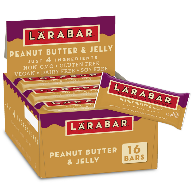 Larabar Peanut Butter and Jelly, Gluten Free Vegan Fruit & Nut Bars, 16