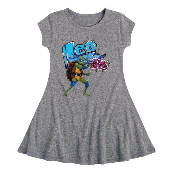 Teenage Mutant Ninja Turtles: Mutant Mayhem - Leonardo AKA Leo - Team Turtles - Toddler And Youth Girls Fit And Flare Dress