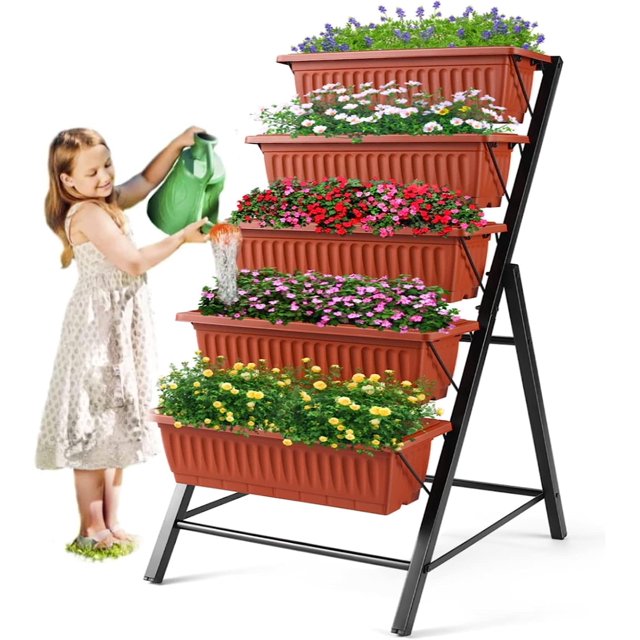 4FT Vertical Raised Garden Bed, 5 Tiers Planter Box with Drainage