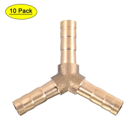 Uxcell 6mm or 1/4 ID Brass Barb Fitting Y-Shaped 3Way Barb Hose Fitting 10pcs