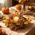 thumbnail image 6 of FeiFu Fall Candle Ring Wreath Artificial Sunflower Pumpkin Maple Leaves Centerpiece for Pillar Candle Holders Autumn Harvest Table Decor Home Party Thanksgiving Corona de Vela de Otoño, 6 of 6
