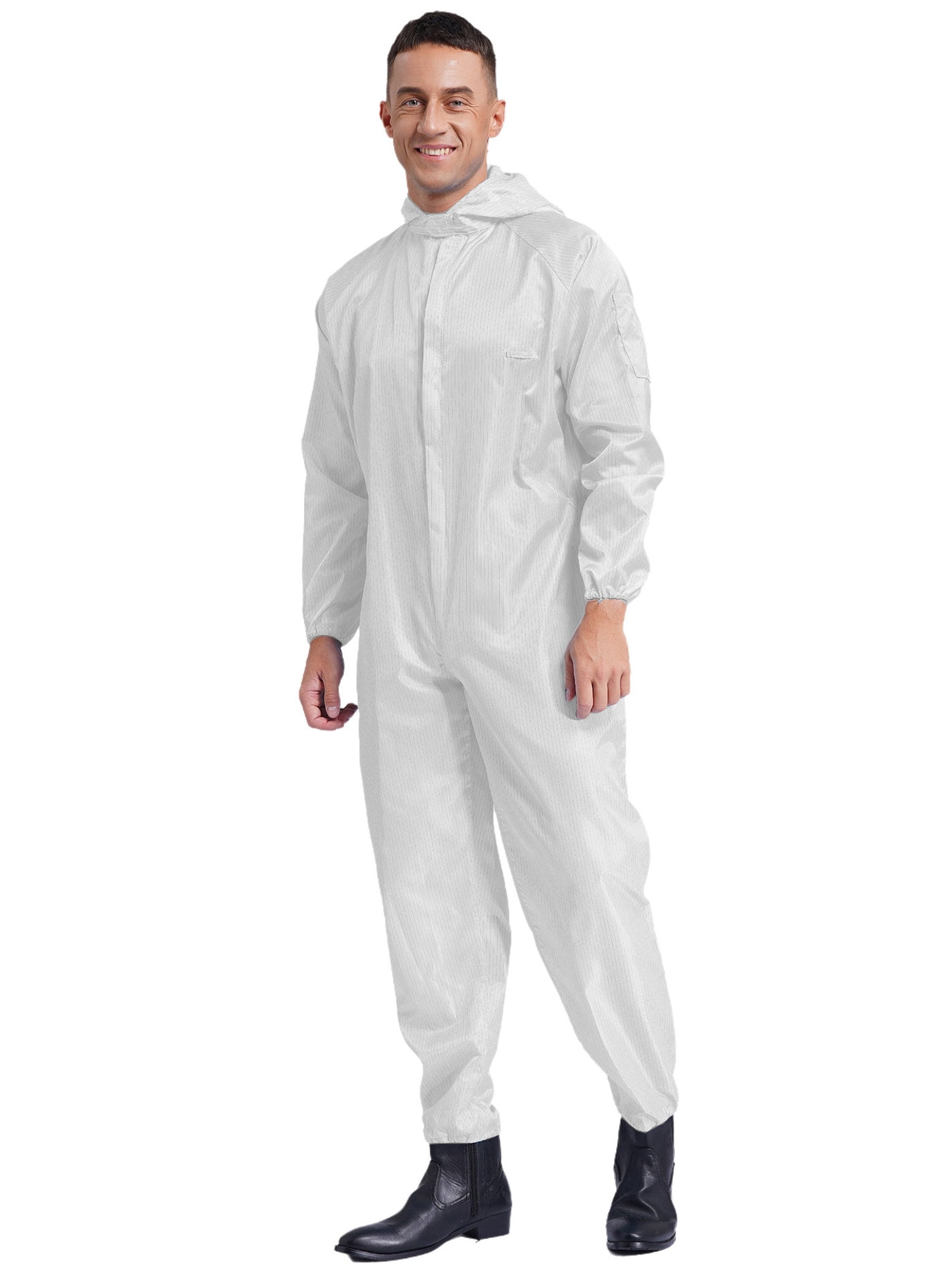 Haitryli Mens Anti-Static Bodysuit Coverall Zip Up Jumpsuit Spray